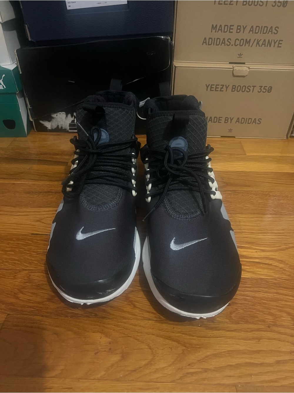 Nike Men’s Black, White and Cream Sock-Style Sneakers - Picture 2 of 9